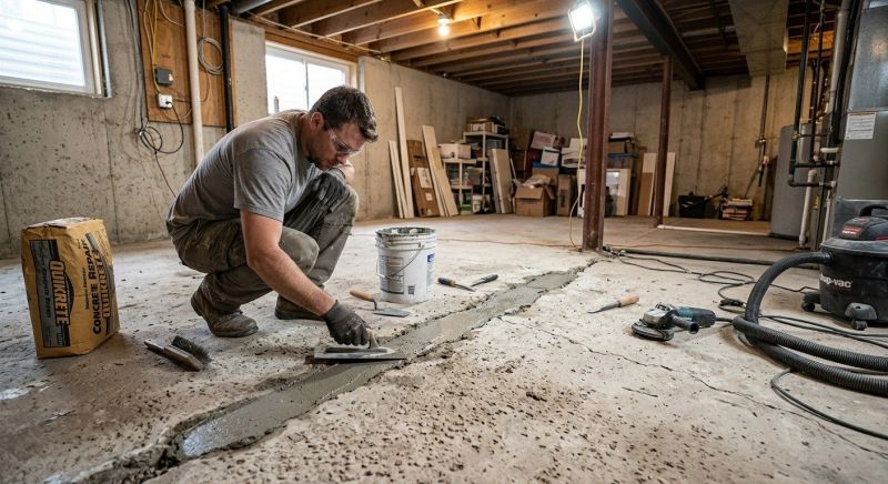 Cracked Basement Floor Repair in Pinellas County, FL